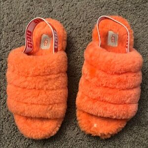 UGG Orange Fluffy Slippers Cozy Slide Design